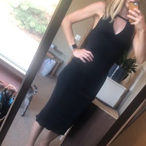 Black open front & back Midi dress